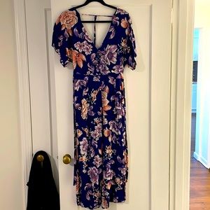Purple floral jumpsuit